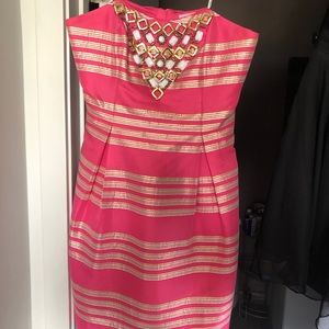 Lilly Pulitzer pink and gold dress